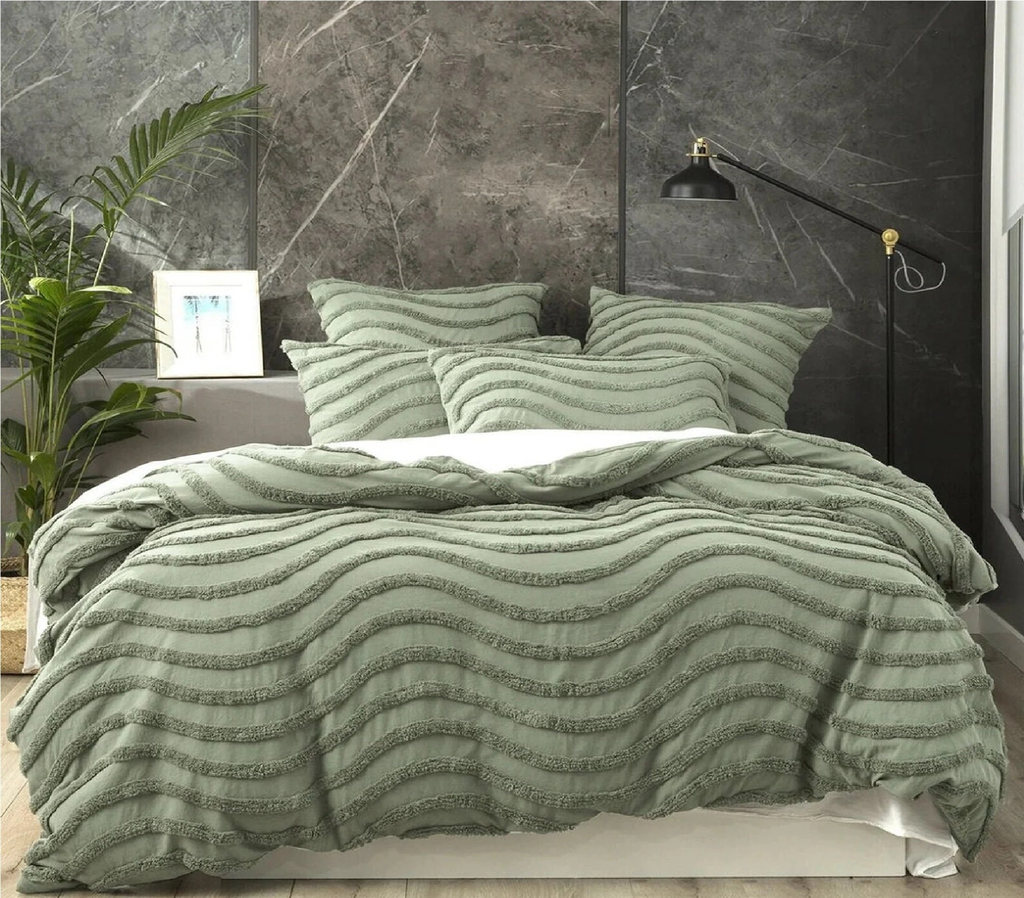 Sage Green Tufted Duvet Cover Set Cotton Duvet Cover Boho Etsy