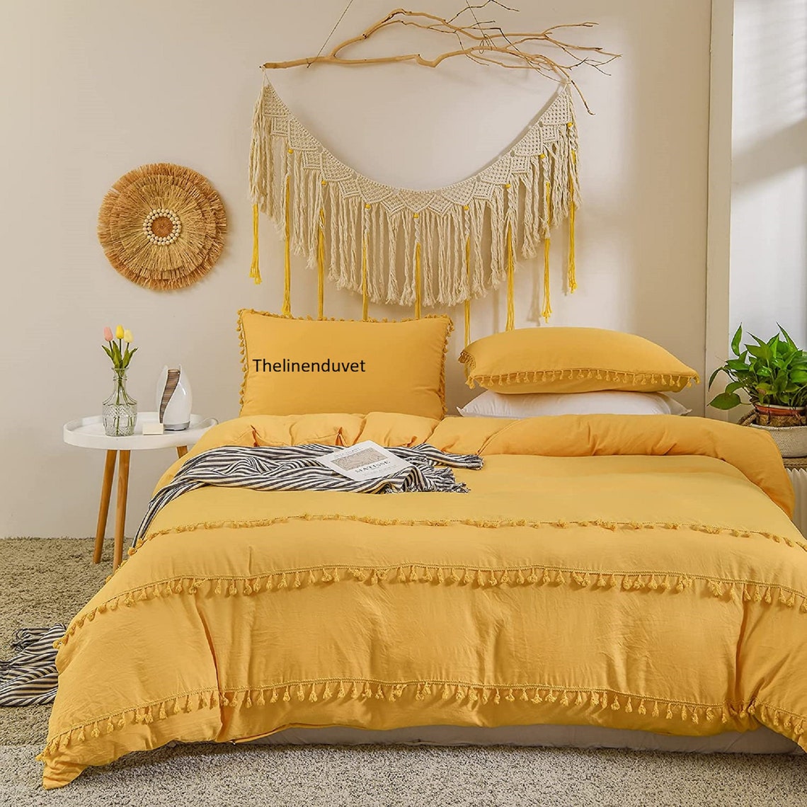 Boho Tassel Duvet Cover With Fringes Tassel Duvet Cover Boho Etsy