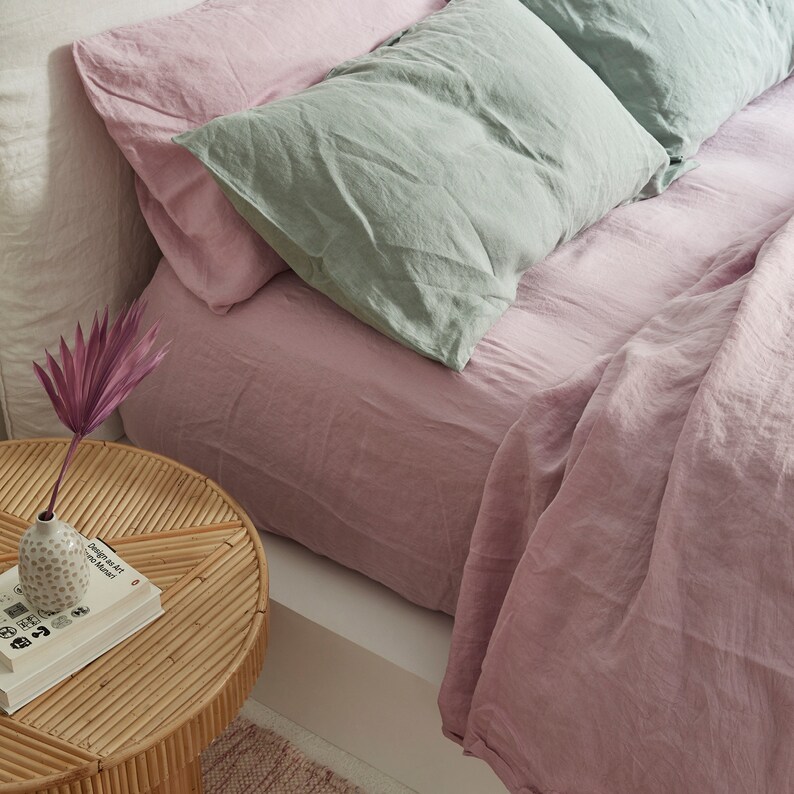 Pink Linen Duvet Cover With Ties. Softened Linen Duvet Cover Etsy
