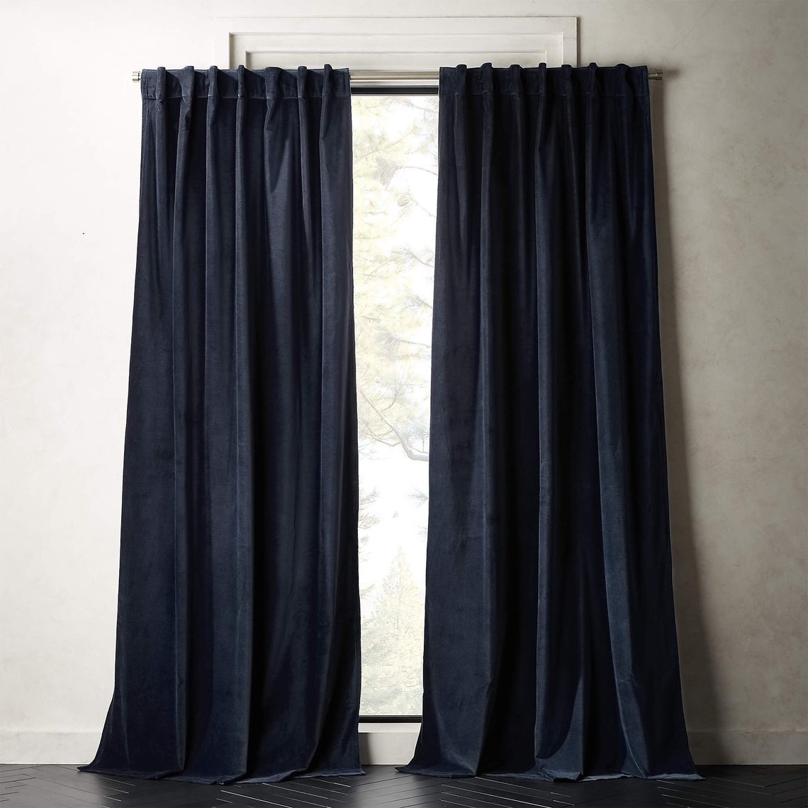 Midnight Blue Velvet Curtain Panel Handmade Boho Curtains - Etsy