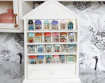 Dollhouse Miniature Spice Village Jar Set with Shelf