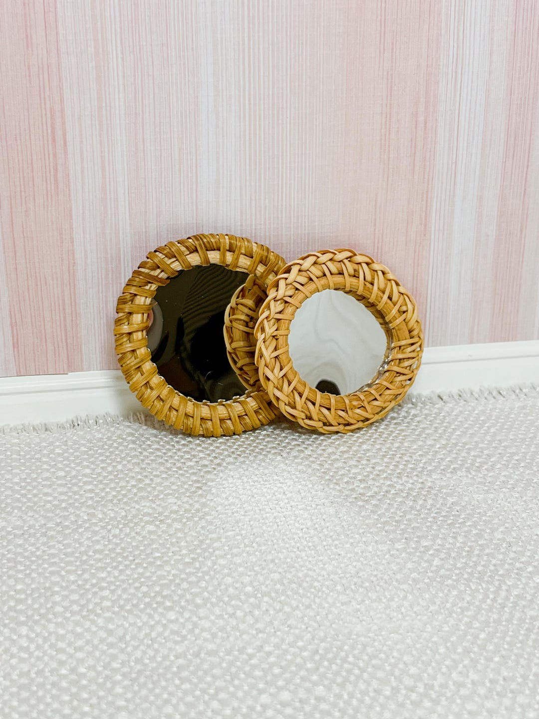 Miniature Rattan Framed Mirror - Etsy