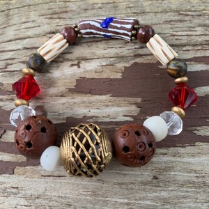 African Stretch Bracelet In Neutral Colors.