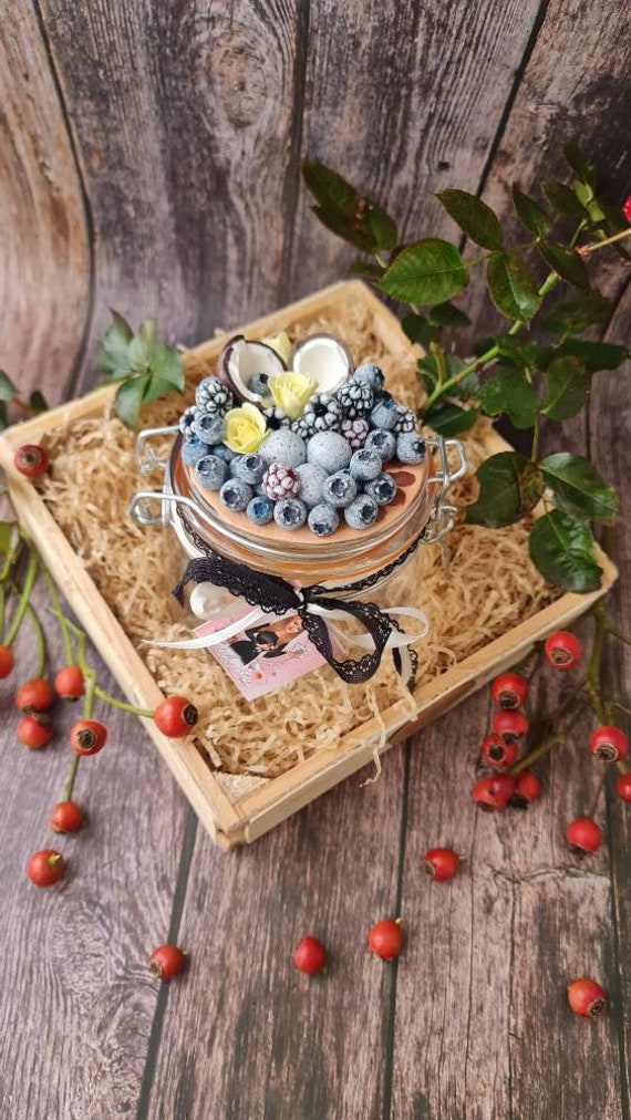 Decorated mason jar / polymer clay / handmade / clay art Etsy