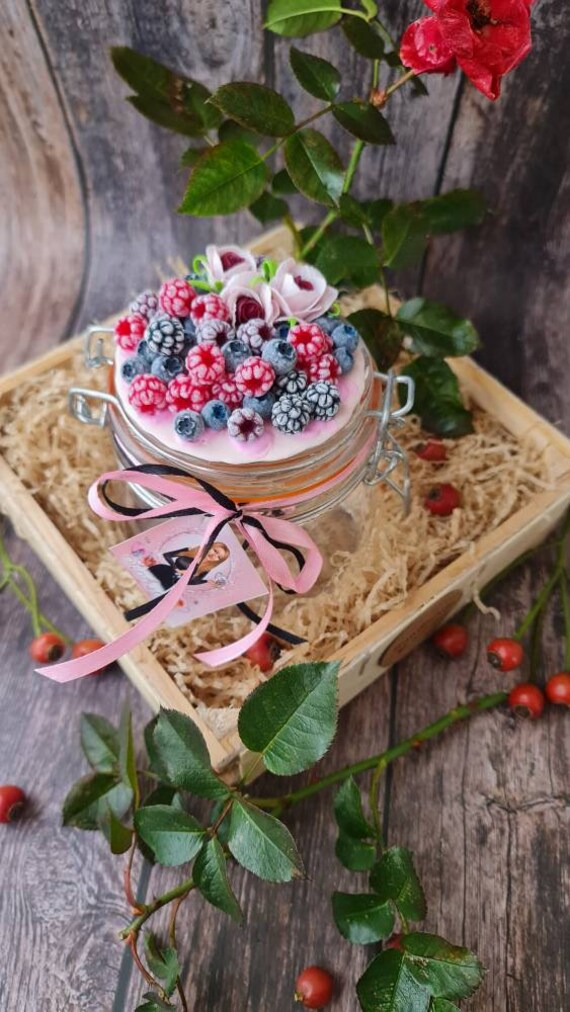 Decorated mason jar 500 ml / polymer clay mason jar / clay art Etsy