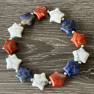 Red Jasper, Howlite, and Sodalite Star Bracelet