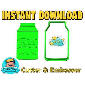 Milk Carton Cartoon Cookie Cutter Embosser Set - STL File Digital Download for 3D Printing - DIY Whimsical Treats and Fun Bakes!