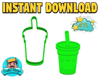Bubble Tea Cookie Cutter & Embosser STL (Digital Download)