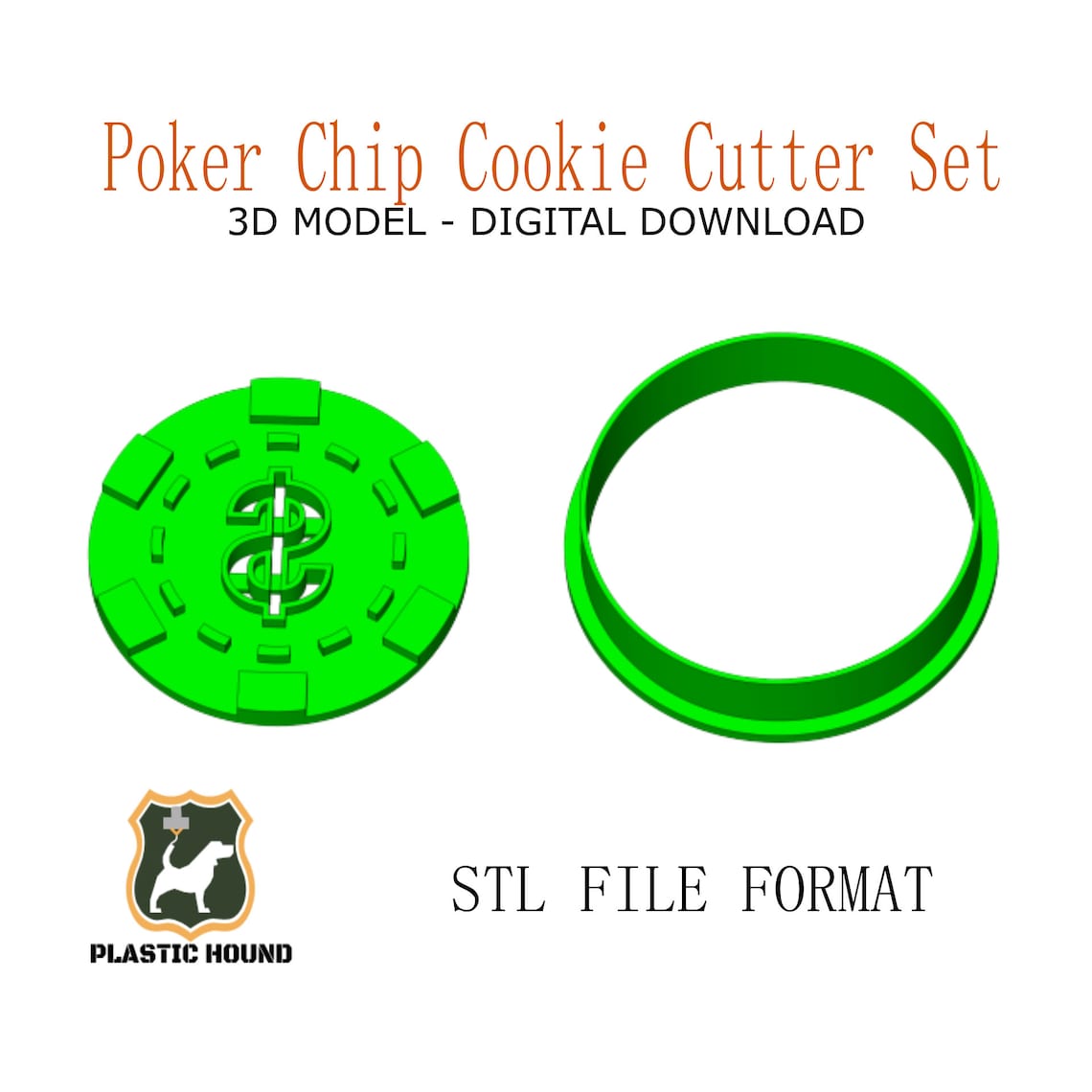 Poker Chip Cookie Cutter Embosser Set STL File Digital Etsy Australia