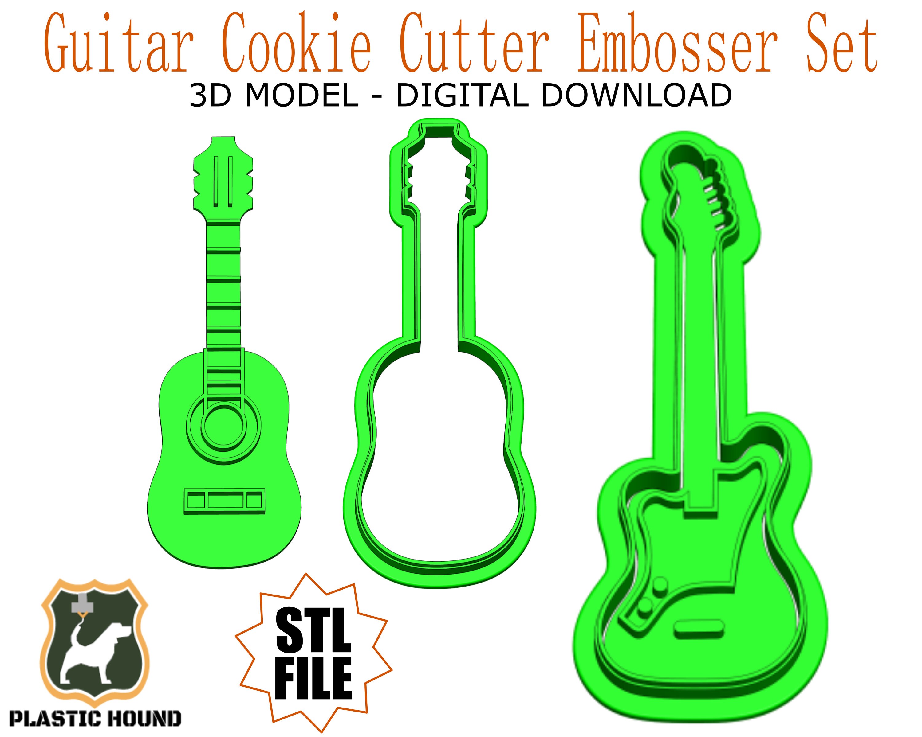 Guitar Cookie Cutter Embosser Set STL File Digital Download 3d Etsy