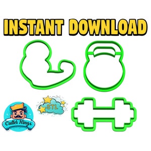 Gym & Fitness Cookie Cutter Set STL File Digital Download 3d Printing