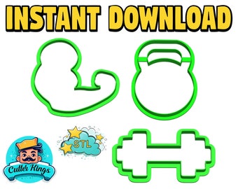 Set di formine per biscotti per palestra e fitness File STL Download digitale stampa 3D