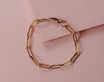 Thick 14k Gold Filled Link Bracelet I 14k Gold Link Bracelet I Link Bracelet I Truebirdco