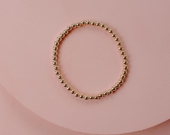 14k Gold Filled Bracelet | 14k Gold Filled 4mm Bracelet | 14k Gold Filled Beaded Bracelet | Beaded Bracelet | Truebirdco