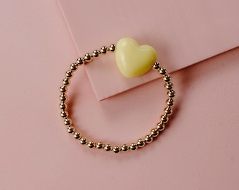 14k Gold Filled Beaded Heart Bracelet | 14k Gold Filled 4mm Bracelet | Heart Bracelet | Beaded Hear Bracelet | Truebirdco