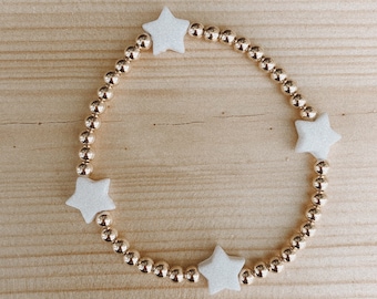 14k Gold Filled StarBracelet | 14k Gold Filled Beaded Bracelet | Custom Name Bracelet | Beaded Name Bracelet | Star Bracelet| Truebirdco