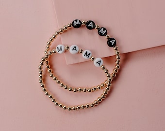 14k Gold Filled MAMA Bracelet | 14k Gold Filled Beaded Bracelet | MAMA Bracelet | Beaded MAMA Bracelet | Gift For Mom | Truebirdco