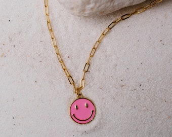 14k Gold Filled Smiley Face Necklace | Smiley Face Necklace | Stacking Necklace | Gold Smiley Face Necklace | Truebirdco