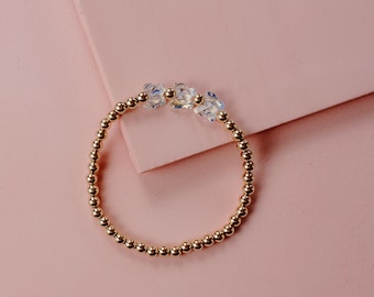 Butterly Swarovski Crystal 14k gold filled bracelet | 14k gold filled 4mm bracelet | 14k gold filled beaded bracelet | Truebirdco