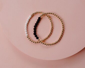 Diffuser 14k Gold Beaded Bracelet | Lava Rock Diffuser Bracelet | Essential Oil Bracelet | Truebirdco