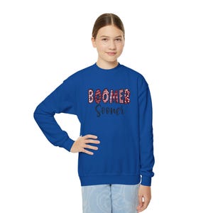 Oklahoma Sooners, Boomer Sooners, OU, Oklahoma University,  Kids Cozy Crewneck Sweatshirt