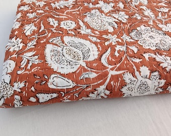 Floral Print Kantha Quilt Handmade Cotton Bedspread Indian Kantha Quilt Throw Blanket Sofa Cover
