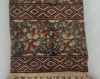 Handblock Print Throw  Handmade Throw Cotton Throw Blanket Sofa Room Décor Tassels Decorative throw