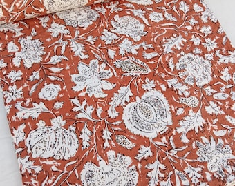 Floral Kantha Quilt | Hand Block Printed Cotton Bedspread | Reversible Indian Kantha Blanket | Handmade Vintage Throw