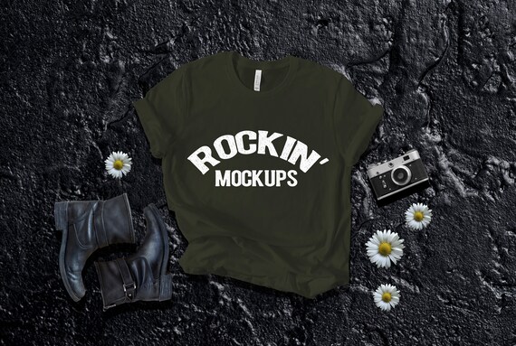 Mockup New Dark Olive Bella Canvas 3001 T Shirt Mockup Mock Up Etsy