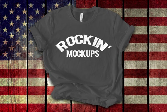 Asphalt Gray T Shirt Mockup Bella Canvas 3001 Vintage Etsy