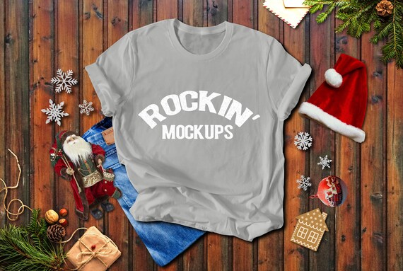 Canvas Red Bella Canvas 3001 T Shirt Mockup Christmas New Year Mockup Holiday Art Collectibles Color Kromasol Com