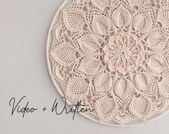 VIDEO + PDF mandala crochet pattern AYOLA | 50 cm, 19,7 inch | boho deco crochet pattern | crochet doily | printable pattern English + Dutch