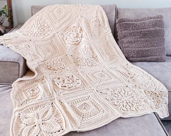 BUNDLE Crochet Pattern Six Squares Blanket | Granny Squares Blanket Crochet Pattern with 6 Unique Patterns, PDF in English & Dutch