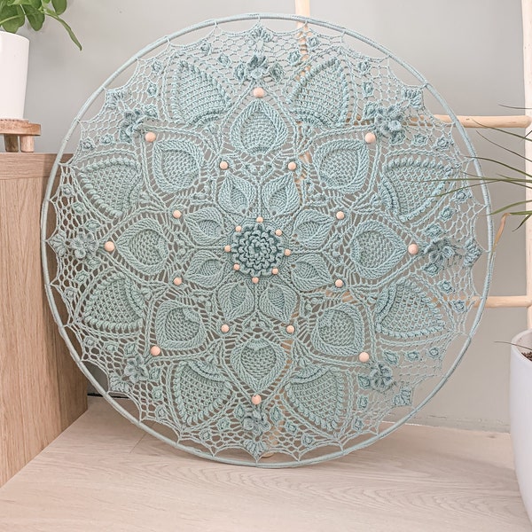 Patrón mandala crochet PDF VIRELLE | 70cm | patrón de crochet boho para decoración del hogar | patrón de tapete de crochet | patrón de crochet imprimible en holandés + inglés