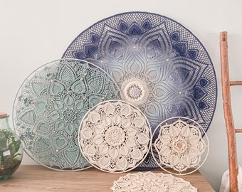 Patron de crochet mandala : lot de 4 patrons pour tentures murales | Patron PDF (néerlandais et anglais) avec schéma | Patron de crochet pour attrape-rêves et napperon