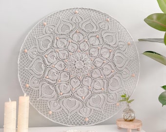 Modèle de mandala au crochet JACINNE, tenture murale bohème mandala de 80 cm | Modèle PDF en néerlandais et en anglais avec diagramme | Modèle de tapis attrape-rêves au crochet