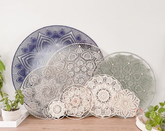 Paquete de 8 patrones de mandalas de crochet para tapices | Patrón PDF en holandés e inglés con diagrama | Patrón de crochet para atrapasueños y tapetes