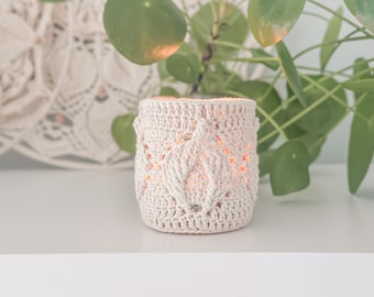 PDF candle cozy crochet pattern | plant pot holder | jar holder | home decor crochet pattern | diy decor gift | English + Dutch