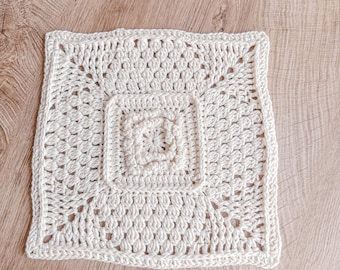Square Crochet Pattern BRYA, Textured Square Mandala, PDF Pattern in English & Dutch, Square Crochet Pattern for Blankets, Crochet Afghan