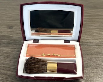 Vintage Elizabeth Arden Primitive Blush Powder Perfection Compact 0.20 oz 1980s USA Burgundy Case Collectible