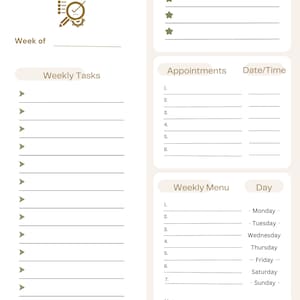 Weekly Task Printable List Template