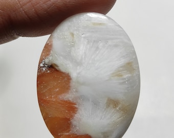 Loose Gemstone Wholesale Gemstone Scolecite Cabochons Natural Scolecite Oval Shape Smooth Cabochon 38x21x8.5 MM AAA Quality C2650