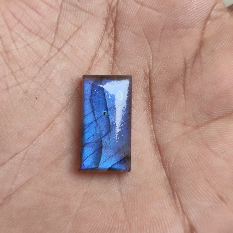 Blue Flashy Labradorite Cabochon Rectangle Shape Designer Dazzling Labradorite Gemstone Handmade Smooth Polished Gemstone For Jewelry G1500