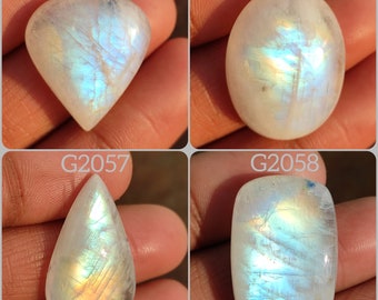 Select Stone Rainbow Moonstone Cabochon AAA Quality Flashy Moonstone Cabochon Designer Fire Moonstone Smooth Polished Gemstone G2055-G2058