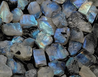 Moonstone Rough | Mini Size | Rainbow Moonstone | Natural Blue Moonstone Rough | Raw Moonstone Rough | Blue Fire Crystal Healing Rough GV27
