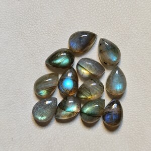 10X7 MM Good Quality Labradorite Feldspar Calibrated Cabochon Tear Drop Shape Healing Polished Labradorite Cabochon Healing Gemstone GV6-5