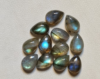 10X7 MM Good Quality Labradorite Feldspar Calibrated Cabochon Tear Drop Shape Healing Polished Labradorite Cabochon Healing Gemstone GV6-5