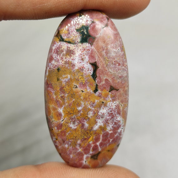 Designer Red Yellow Ocean Jasper Cabochon 46X24X5 MM Oval Shape