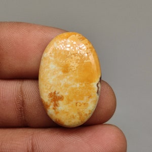 25ct Natural yellow lemon chrysoprase flatback cabochon designer lemon chrysoprase smooth polished gemstone for jewelry wire wrapping G6445