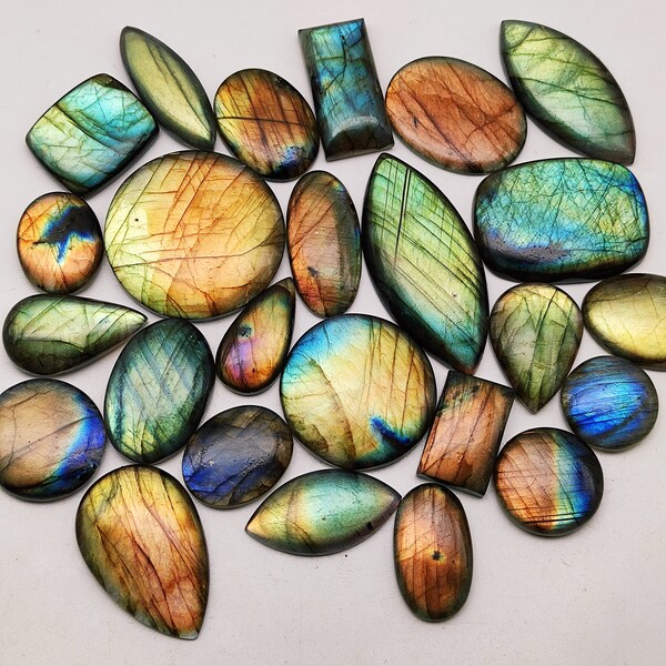 Amazing Multi Flashy Labradorite Cabochon Mix Shape & Mix Size Natural Flashy Labradorite Loose Cabochon Wholesale Gemstone For Jewelry GV37